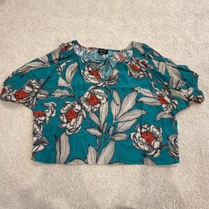 Fifteen Twenty Top Women Small Tropical Bright Floral Vacation Blouse